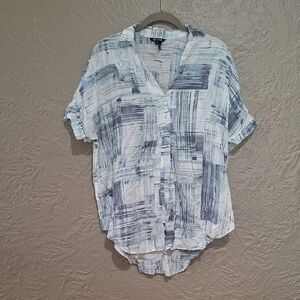 NIC+ZOE Wome's Blue and White Blouse Size M